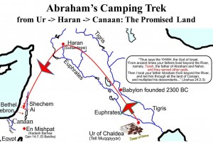 This map shows the route of Abraham's Journey